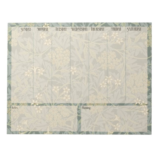 Wochenliste - William Morris Jasmine Notepad Notizblock (Vorderseite)