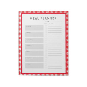 Wochenmahlplaner Red Gingham Border Notizblock