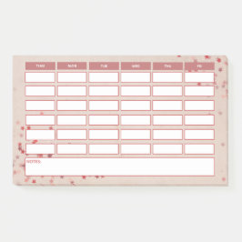 Wochenplan der Girly Pink Stars Post-it Klebezettel