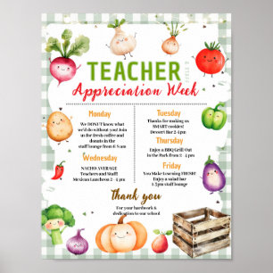 Wochenplan für die Lehrererwähnungs Woche auf dem Poster