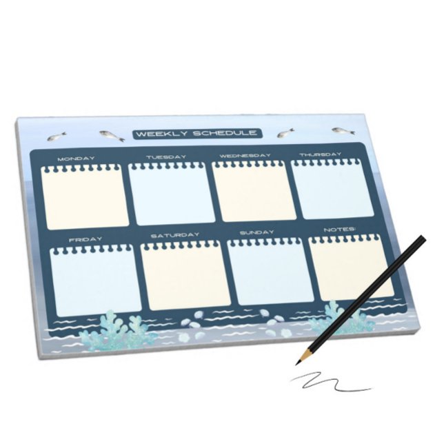 Wochenplan mit blauem Meer Notizblock (Von Creator hochgeladen)