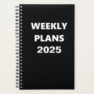 Wochenpläne 2025 Einfaches Schwarz-weißes Design Planer