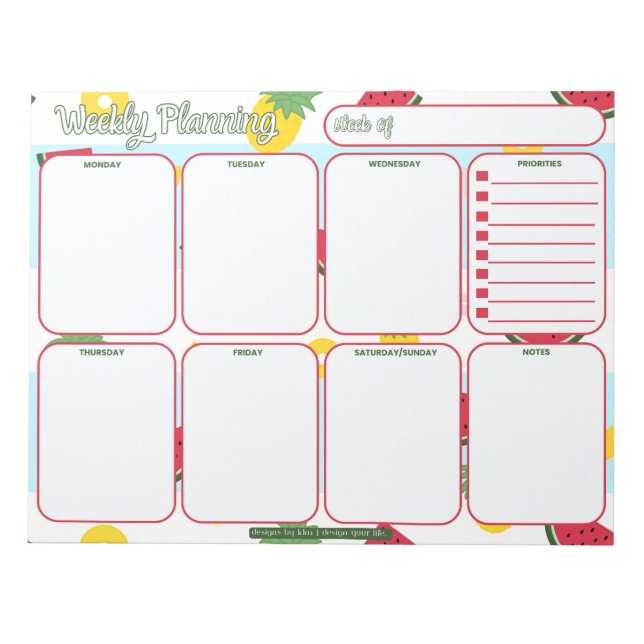 Wochenplaner | Ananas Watermelon Pattern Notizblock (Vorderseite)