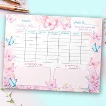 Wochenplaner Butterfly Pink Lila Blütenname