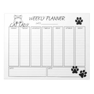 Wochenplaner Cat Lady Notepad Notizblock