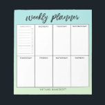Wochenplaner Green Ombre | Name hinzufügen Notizblock<br><div class="desc">Eleganter und moderner Wochenplaner. Auf dem Notizblock befinden sich 8 Kästchen,  um den Zeitplan aufzuschreiben und für jeden Wochentag zu planen. Die erste Rückseite ist eine wöchentliche Checkliste. Der Hintergrund ist hübsch grün. Sie können Ihren Namen unten hinzufügen.</div>