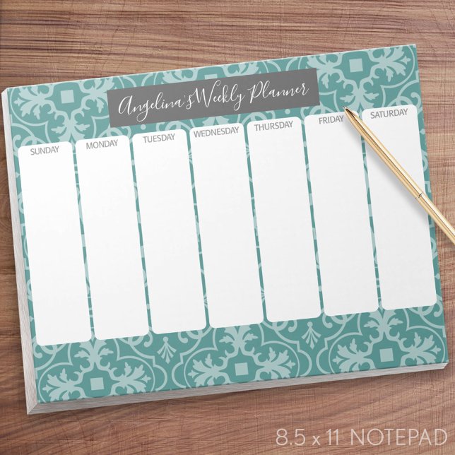 Wochenplaner - Modernes Bauernhaus Muster Notizblock (Weekly Planner Notepad - Personalized)