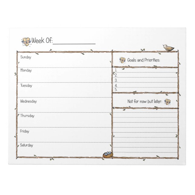 Wochenplaner Notepad Notizblock (Vorderseite)