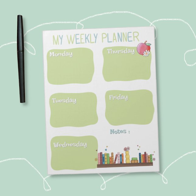 Wochenplaner Notizblock für Buchliebhaber (Books lovers weekly planner notepad .)