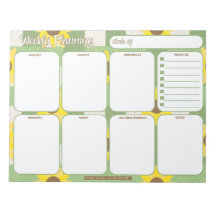Wochenplaner | Sonnenblumenmuster Kariert