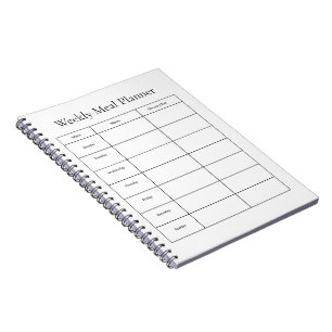 Wochenplanernotizbuch für Mahlzeiten Notizblock