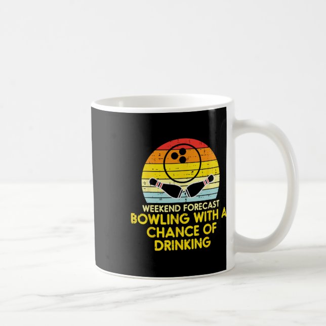 Wochenprognose Bowling Sunset Retro Bowler Vater Kaffeetasse (Rechts)