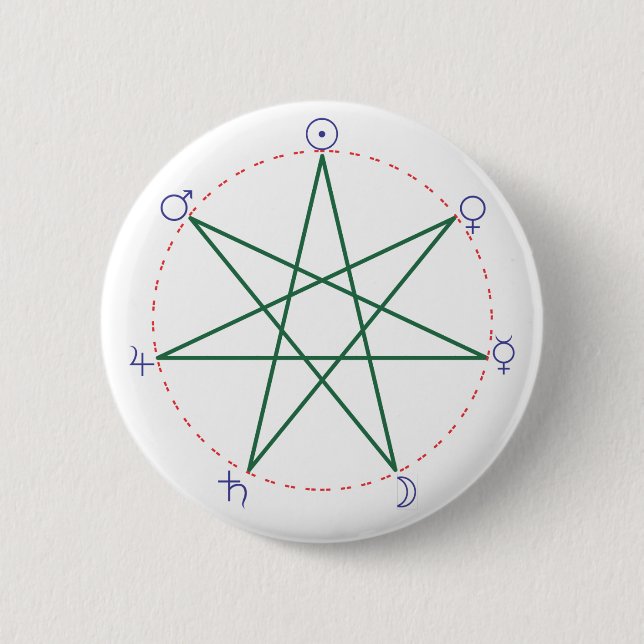 Wochentag-Heptagrammfarbe Button (Vorderseite)