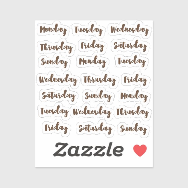 Wochentage Aufkleber (Blatt)