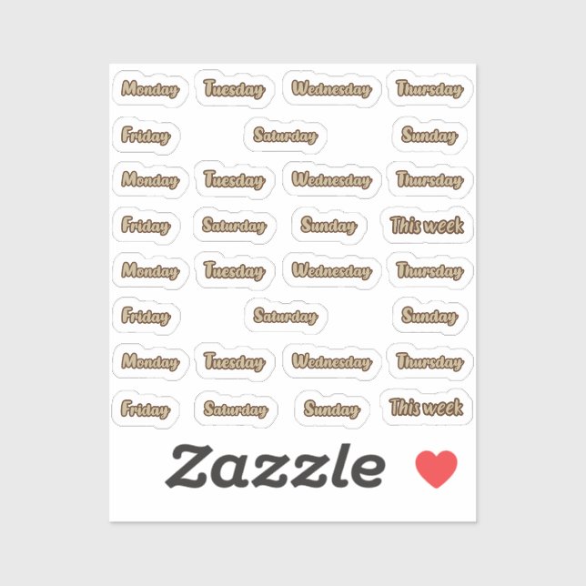 Wochentage Aufkleber (Blatt)