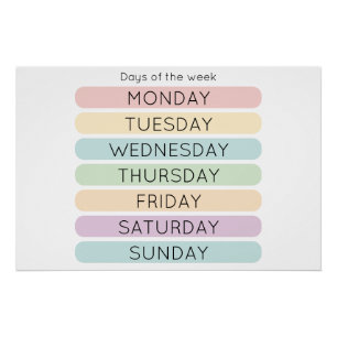 Wochentage Poster Homeschool-Dekoration
