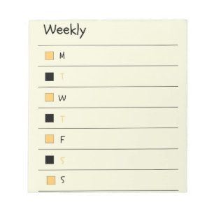 Wöchentlich schwarz und gelb, fett und stilvoll notizblock