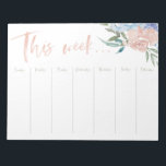 Wöchentliche Blume Notizblock<br><div class="desc">Mit Text in einem Pinsel Aquarell-Skript und Aquarellbildern enthält dieser wöchentliche Abreißkalender Leerzeichen für alle Ihre to-dos und Erinnerungen</div>