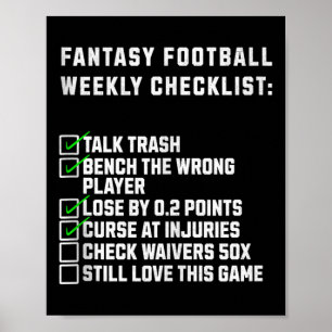 Wöchentliche Checkliste Fantasy Football Lustiger  Poster