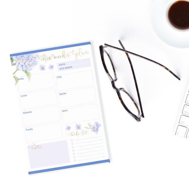 Wöchentliche Planer Blue Hydrangea-Blume Post-it Klebezettel (Von Creator hochgeladen)