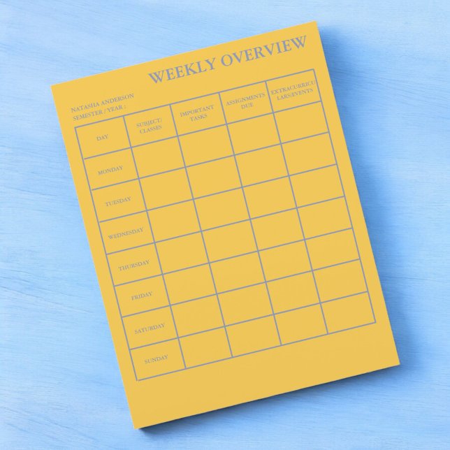 Wöchentliche Übersicht akademischer Planer für Stu (Von Creator hochgeladen)
