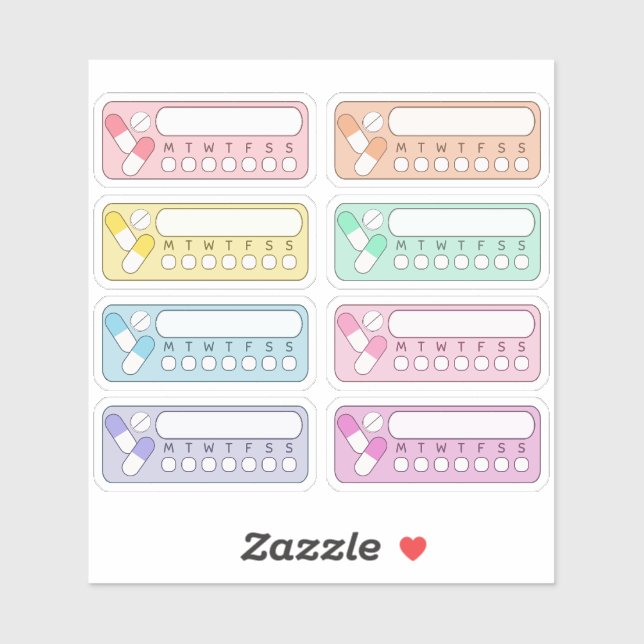 Wöchentliche Vitamin-Medizin-Tracker-Pille-Erinner Aufkleber (Blatt)