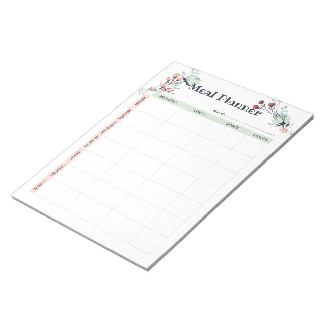 Wöchentlicher Essensplaner im Niedlichen Blumensti Notizblock (angewinkelt)