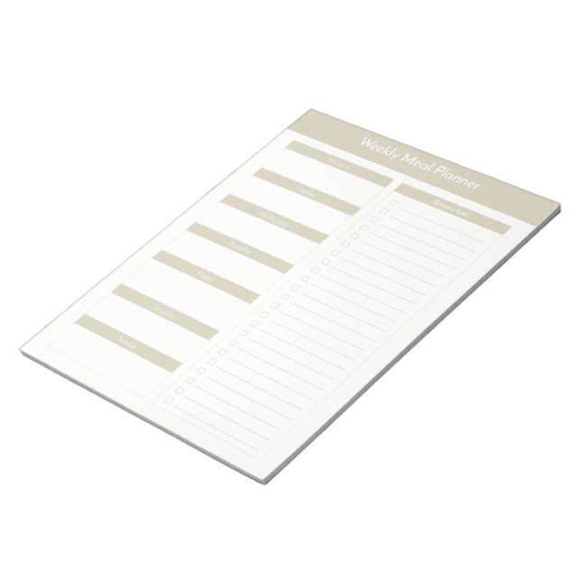 Wöchentlicher Essensplaner - Taupe Notizblock (angewinkelt)