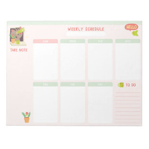 Wöchentlicher Kalender 8.5x11 Notepad Notizblock