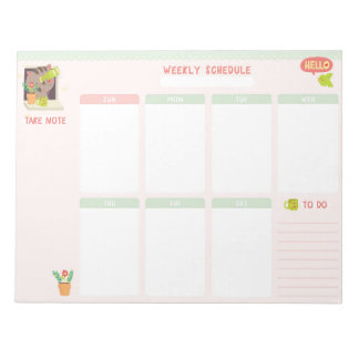 Wöchentlicher Kalender 8.5x11 Notepad Notizblock