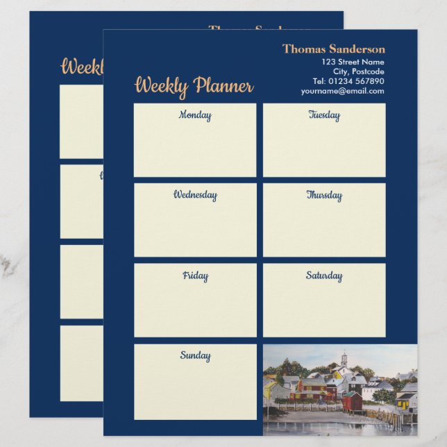 Wöchentlicher Planer Portsmouth Hafen New Hampshir Briefbogen (Vorne/Hinten)