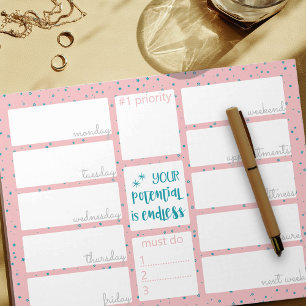 Wöchentlicher Planer täglich Listen-rosa Notizblock
