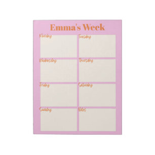 Wöchentlicher Planer To-Do-Liste Rosa Monogramm Na Notizblock