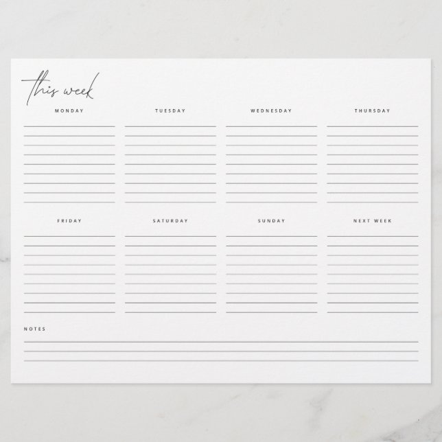 Wöchentlicher Planer Unbekannter Kalender (Vorderseite)