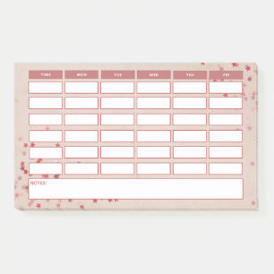 Wöchentlicher Stundenplan für Mädchen mit rosa Ste Post-it Klebezettel