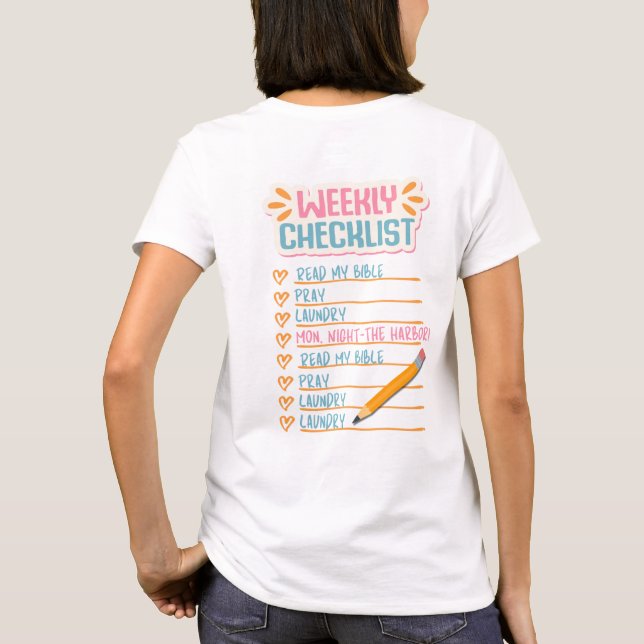 Wöchentlicher T - Shirt der Checkliste (Rückseite)