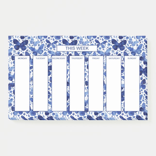 Wöchentlicher Zeitplan Wasserfarbenschmetterling Post-it Klebezettel (Vorderseite)