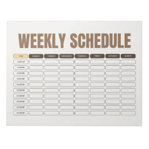 Wöchentlicher Zeitplanplaner Minimal Beige Raster Notizblock