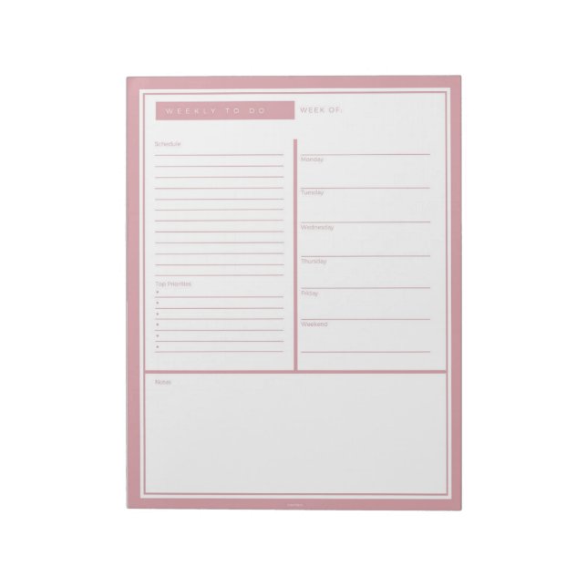 Wochenträchtige Blush-Liste Notizblock (Rotiert)