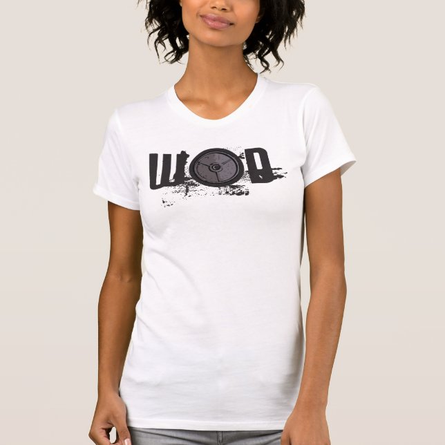 WOD mit Barbell Plate - Light Shirt (Vorderseite)