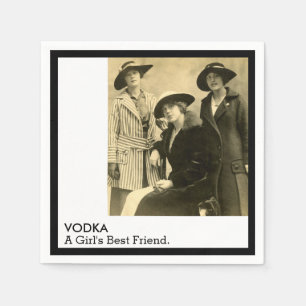 Wodka-Mädchen-bester Freund-Vintage Serviette