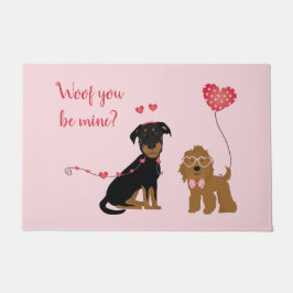 Wof you be mine Valentine Hunde Fußmatte