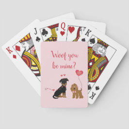 Wof you be mine Valentine Hunde Spielkarten