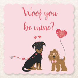 Wof you be mine Valentine Hunde Untersetzer