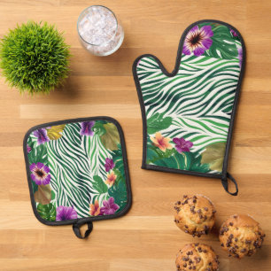 Wogende Dschungel-Harmonie Ofenhandschuh & Topflappen-Set