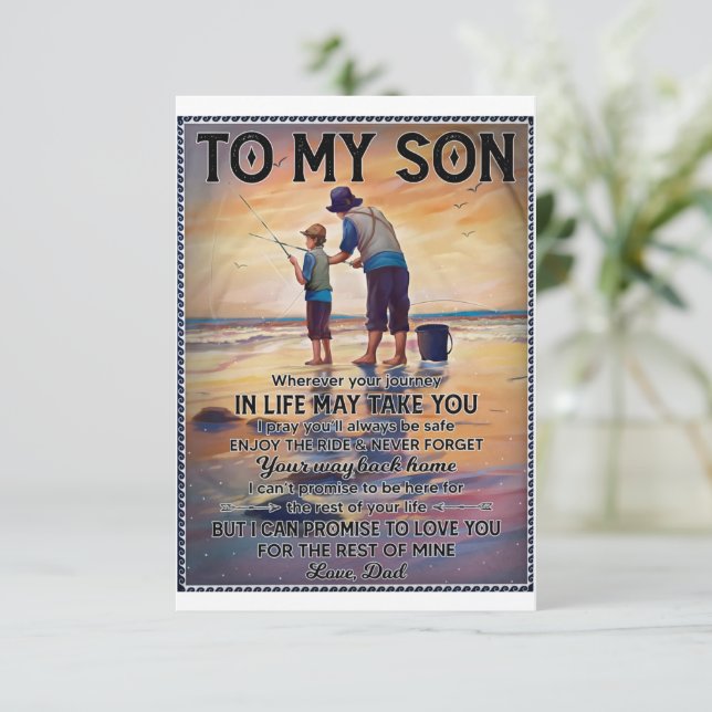 Wohin auch immer Ihre Reise in lebensfischen Vater Dankeskarte (Stehend Vorderseite)