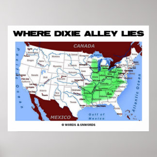 Wohin Dixie Alley Lies (United Staaten Map) Poster