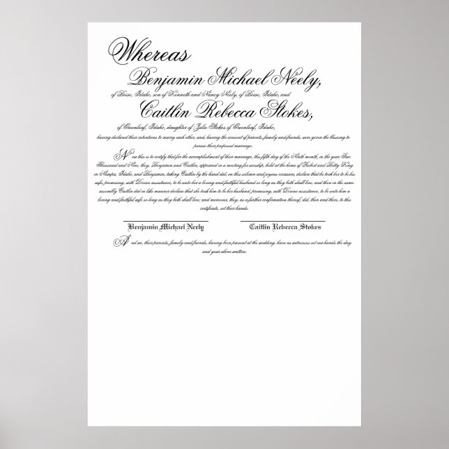 Wohingegen Benjamin Michael Neely, von Boise, Ida. Poster (Vorne)