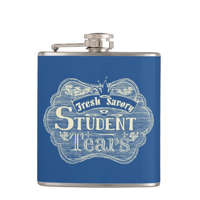 Wohlschmeckender Student zerreißt Hand gezeichnete Flachmann (Vorderseite)