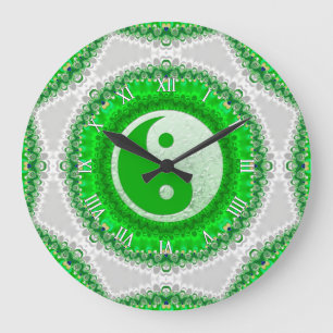 Wohlstand grüne YinYang Große Wanduhr